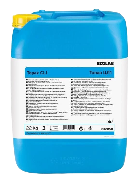 Topaz CL1 - Tečno, hlorno, alkalno sredstvo za svakodnevno pranje pjenom u prehrambenoj industriji
